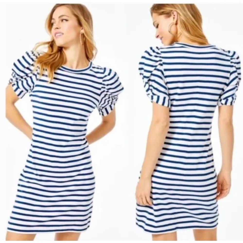 NWT XS LILLY PULITZER Anabella Dress High Tide Navy Perfect Stripe - Picture 12 of 12